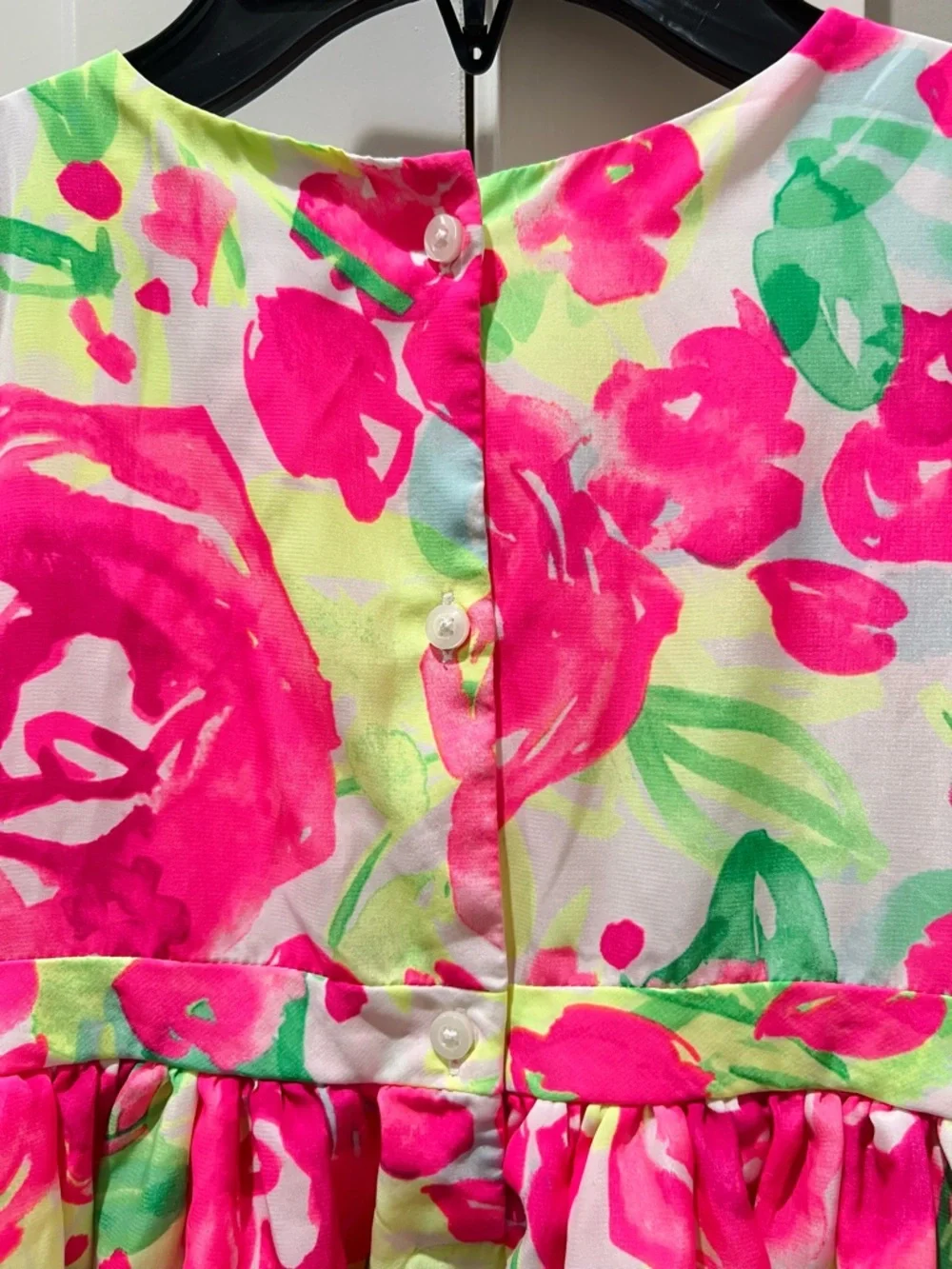 The Children's Place Hot Pink Floral Fit-and-Flare Dress with Bow